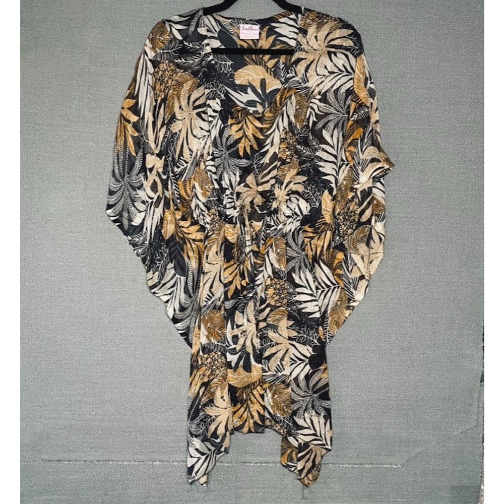 Sunflower Animal Print Swim Coverup Tie Waist Sheer Free Size